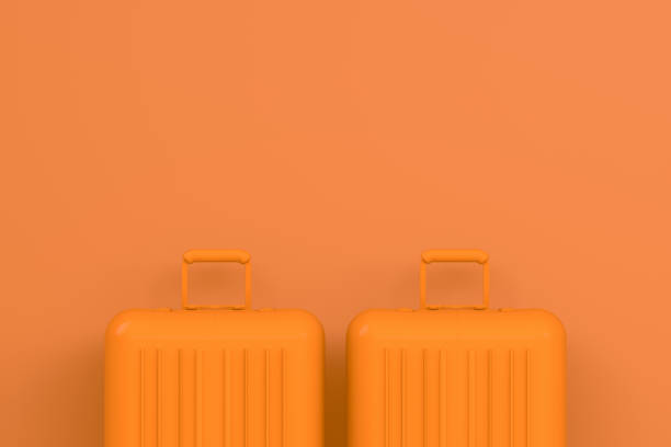 istock Suitcase, Minimal Travel Concept, Orange Color 1154043948