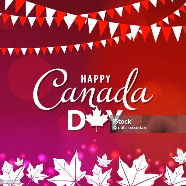 Canada Day Maple Leaves Stock Illustration - Download Image Now - Anniversary, Anniversary Card, Bunting