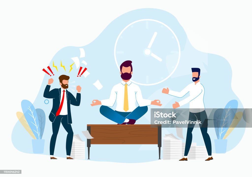 Professional Stress Management At Work Cartoon Stock Illustration -  Download Image Now - Mental Health, War, Working - iStock