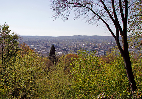 View over Aachen City from hill Lousberg in Germany