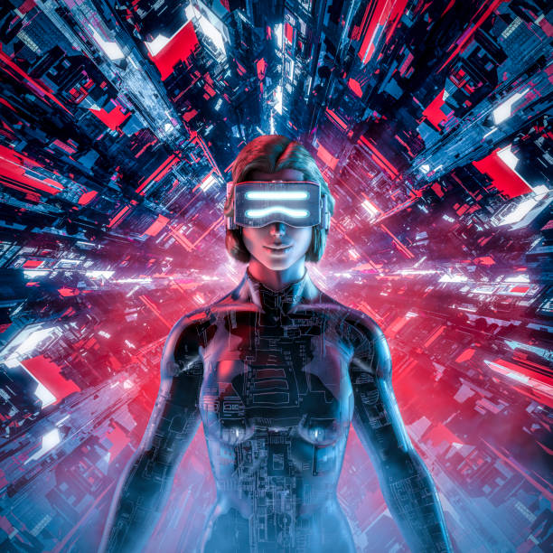 istock Happy virtual gamer woman 1154056251