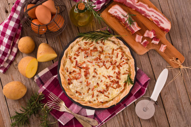 istock Cheese and bacon tart. 1154057816