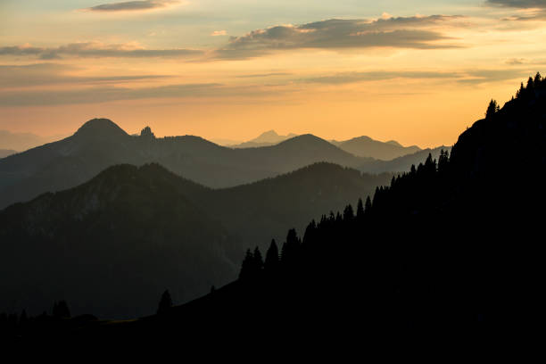 istock Sunset mountain panorama view from mountain Rotwand in Bavaria, Germany 1154065242