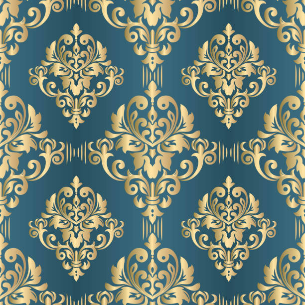 ilustraciones, imágenes clip art, dibujos animados e iconos de stock de vector vintage floral de fondo. patrón sin costuras con adorno de damasco. fondo de pantalla damask. - retro revival decoration gold vector