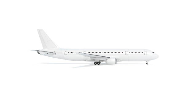 o avião branco em branco mock acima do carrinho, perfil, isolado - fuselage - fotografias e filmes do acervo
