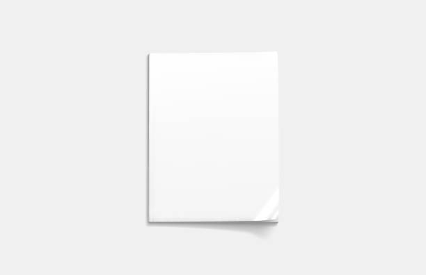 Blank white closed magazine mock up, top view, 3d rendering