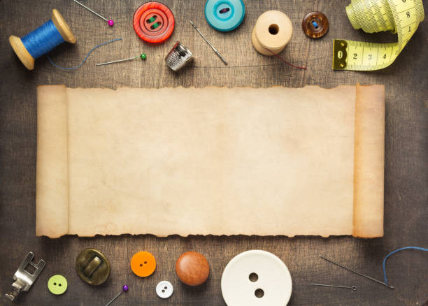 istock sewing tools and accessories on wooden table background 1154066382