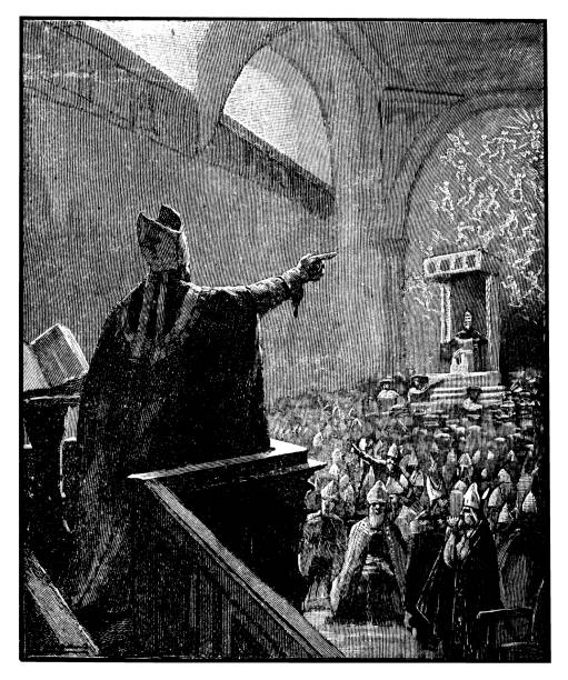 The Patriarch of Jerusalem speaking Illustration of The Patriarch of Jerusalem speaking patriarch of jerusalem stock illustrations