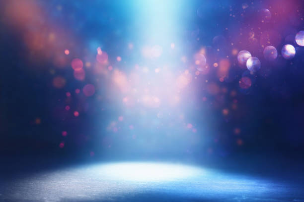 istock abstract dark concentrate floor scene with mist or fog, spotlight, glitter light bokeh for display 1154069185