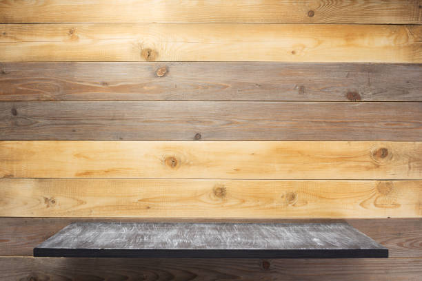 istock shelf and wooden wall background texture 1154069301