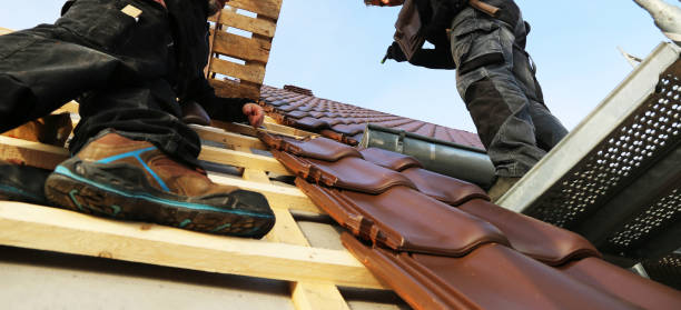nieuwe dak bekleding in progress (panoramisch beeld) - timmerman dakkapel stockfoto's en -beelden
