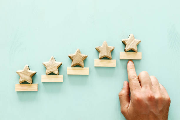 istock concept of setting a five star goal. increase rating or ranking, evaluation and classification idea 1154070168