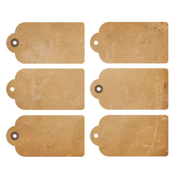 istock Set of six brown grunge gift tags isolated on white 1154070618