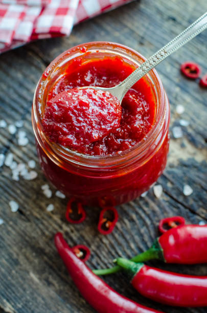 istock Red hot chili jam with fresh ingredients 1154076613