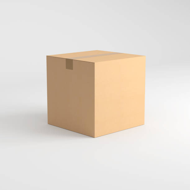 макет бумажного ящика - corrugated cardboard box cardboard industry стоковые фото и изображения