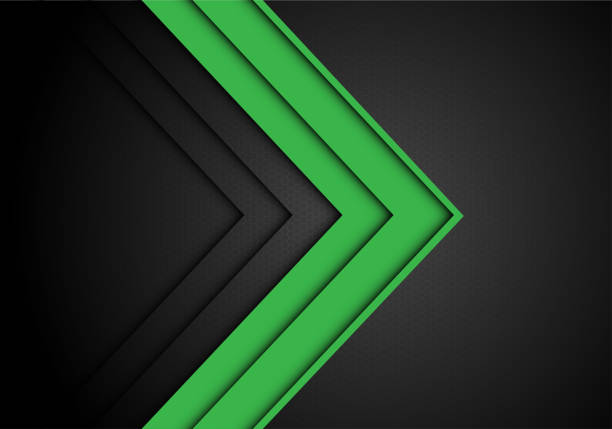 абстрактное зеленое направление стрелки на сером цвете с шестиугольной сеткой шаблона дизайн современной футуристической фоновой вектор� - hexagon backgrounds mesh green stock illustrations