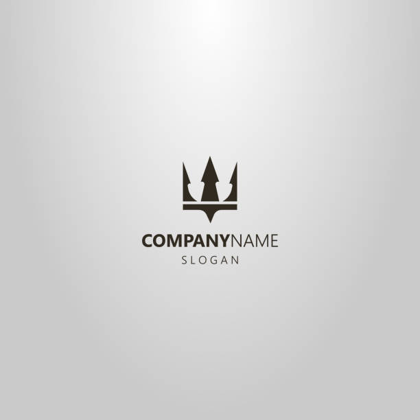 simple flat art vector logo of crown or trident Poseidon black and white simple flat art vector logo of crown or trident Poseidon trident stock illustrations
