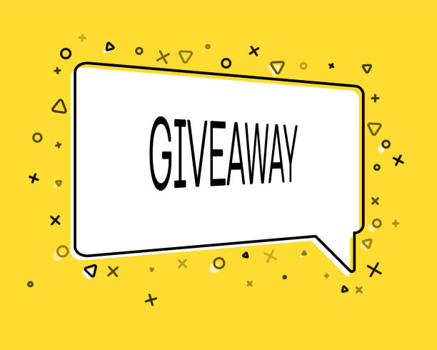 istock Geometric banner with inscription Giveaway on yellow background. Template for speech bubble, banner, sticker, price tag, badge, poster. Vector illustration 1154085007