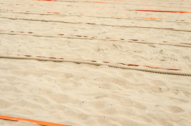 Prepared sand for sports on the beach.