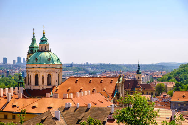 istock Old Town architecture with terracotta roofs in Prague 1154090437