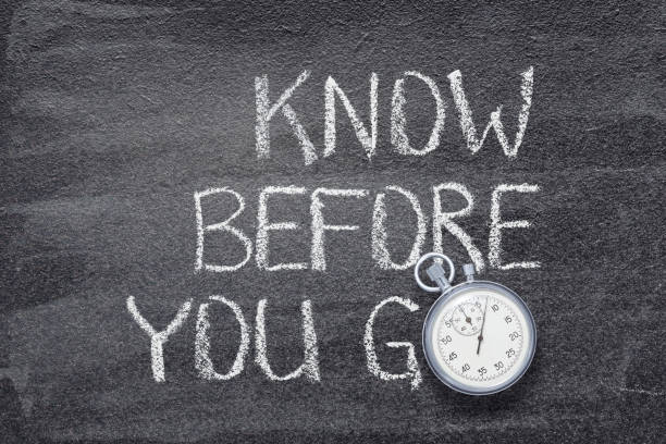 know before go watch know before you go phrase written on chalkboard with vintage precise stopwatch in front of stock pictures, royalty-free photos & images