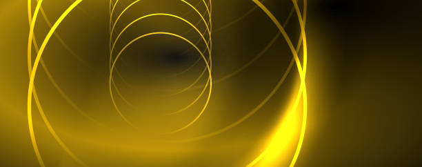 istock Dark abstract background with bright color neon lights and lines. Glowing background 1154096934