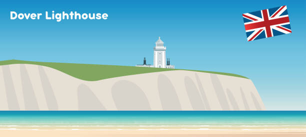 도버 등 대 - white cliffs of dover dover england kent southeast england stock illustrations