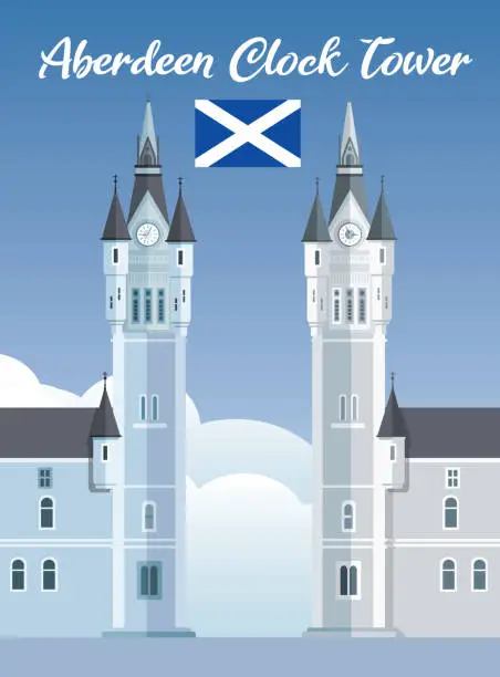 Vector illustration of Aberdeen Clock Tower