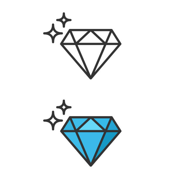 illustrazioni stock, clip art, cartoni animati e icone di tendenza di icona diamante. - brillante