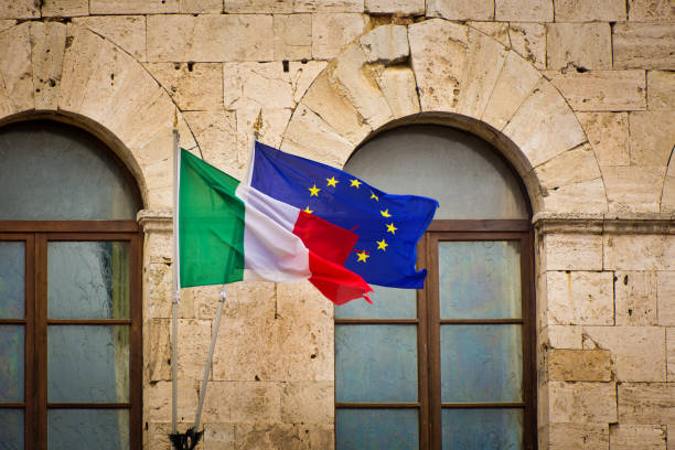 Italian Flag and EU Flag Side By Side in Unity