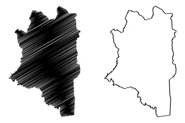 Vector illustration of Montagnes District (Ivory Coast, Republic of Cote dIvoire) map vector illustration, scribble sketch Montagnes map