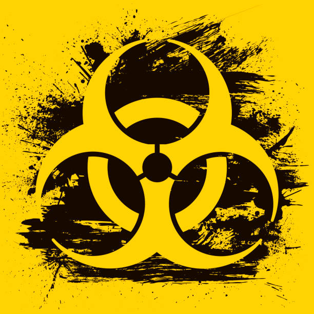 생물 학적 위험 로그인 그런 지 배경입니다. 벡터 일러스트 - toxic waste biochemical warfare biohazard symbol dirty stock illustrations