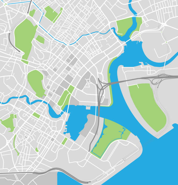 central singapore city vector mapa - singapore stock illustrations