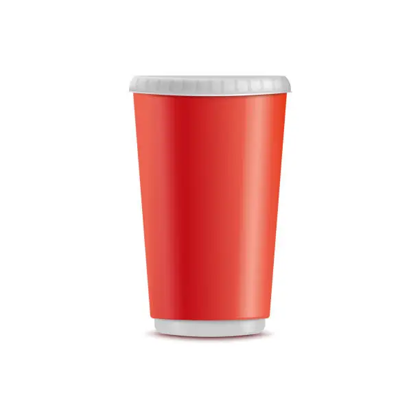 Vector illustration of Vector red plastic disposable cup takeaway drink