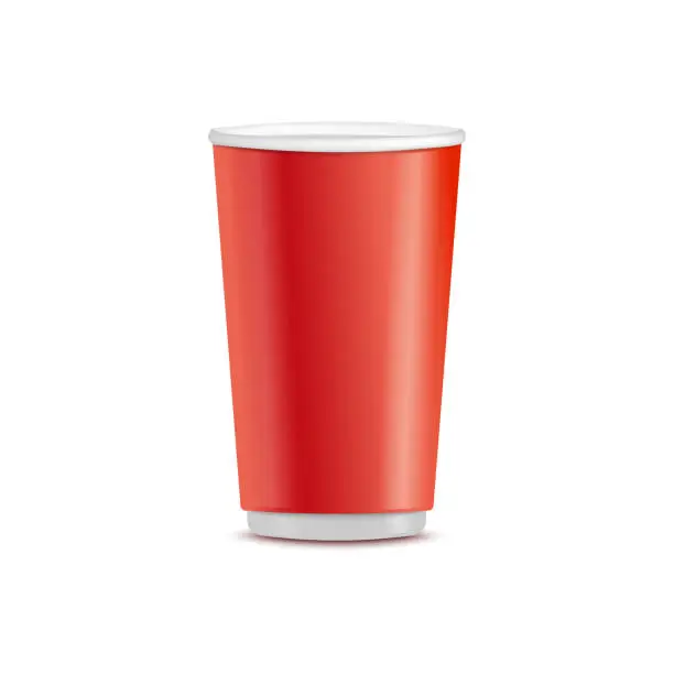 Vector illustration of Vector red plastic disposable cup takeaway drink