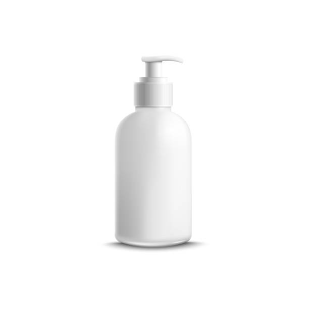 ilustrações de stock, clip art, desenhos animados e ícones de bottle for liquid cosmetic products with dispenser mockup vector isolated. - liquid soap moisturizer bottle hygiene