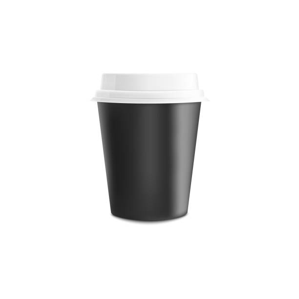 istock Black and white coffee paper or plastic cup mockup in 3d realistic vector illustration. 1154126875