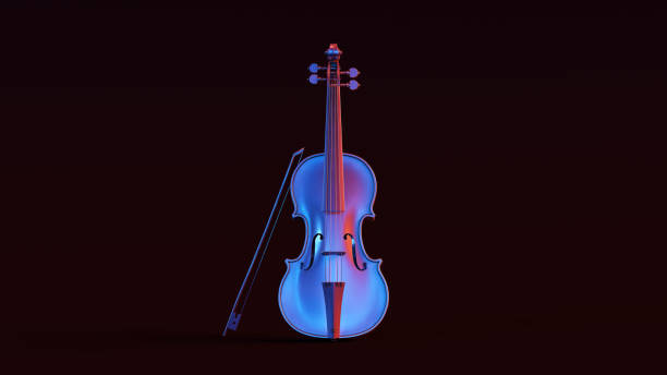 Silver Violin with Red Blue Moody 80s lighting Front