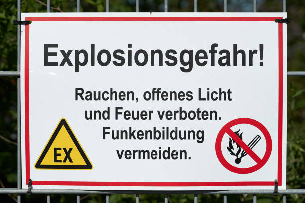 Sign with the inscription Danger of explosion stock photo