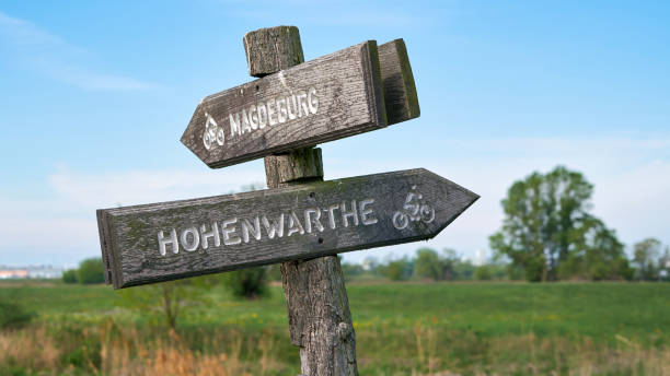 istock Signpost on the popular Elbe Cycle Route 1154128604