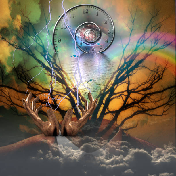 istock Surreal artisitc image with time spiral 1154139014