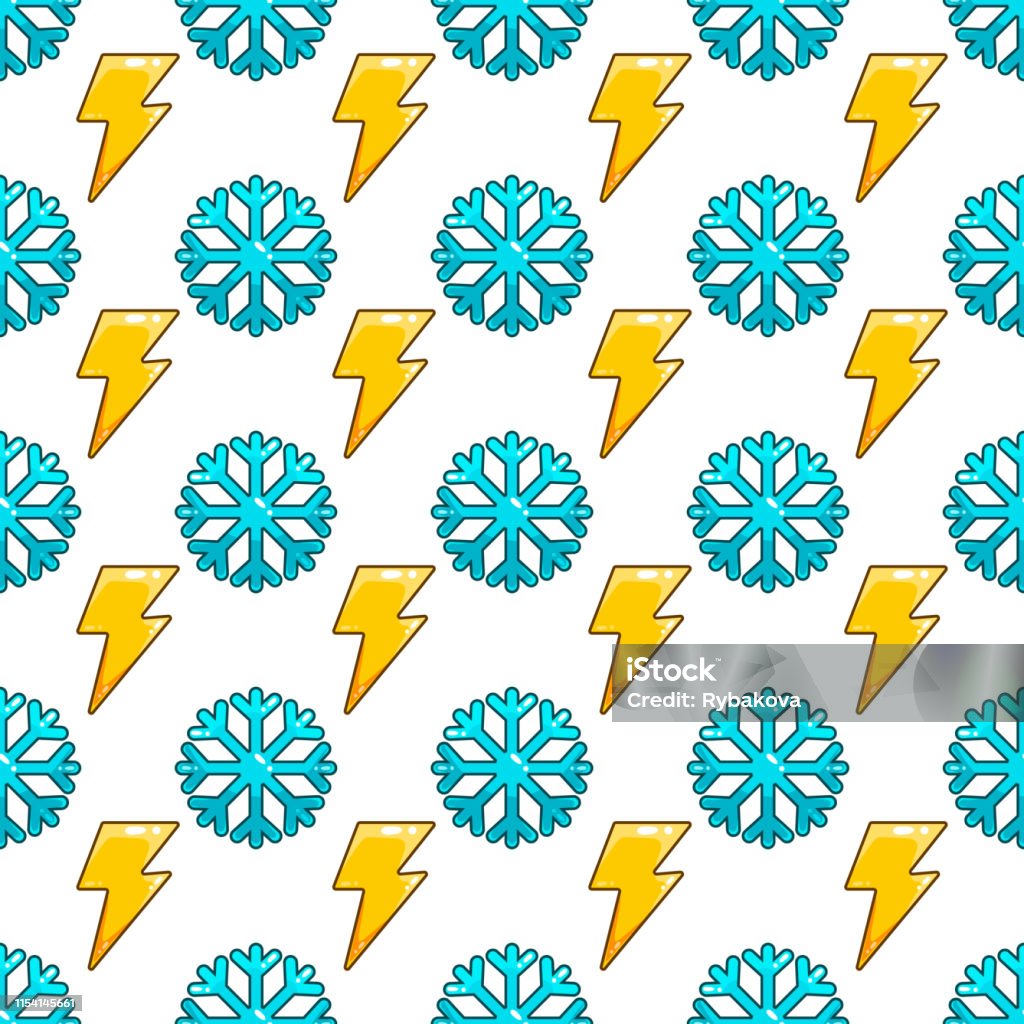 Snowflake Pattern Lightning Seamless Pattern With Vector Snowflake And Lightning Stock Illustration ...
