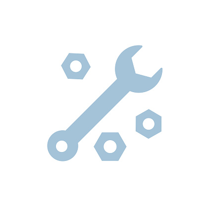 A flat design icon from a set of automotive icons. Wrench.