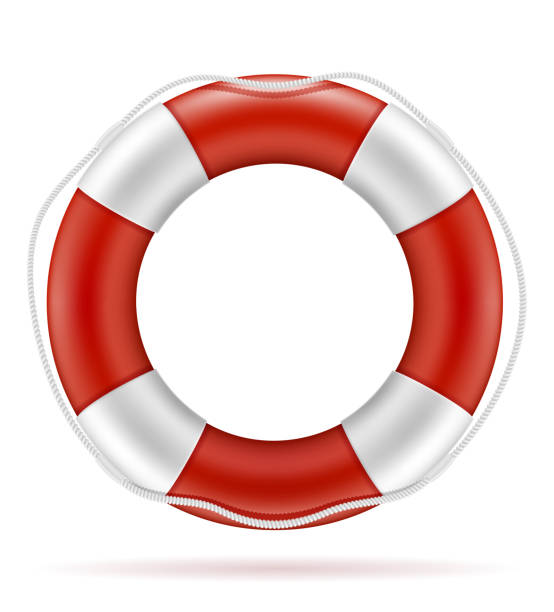 ilustrações, clipart, desenhos animados e ícones de marine lifebuoy água segurança stock vector illustration - nobody inflatable equipment rope