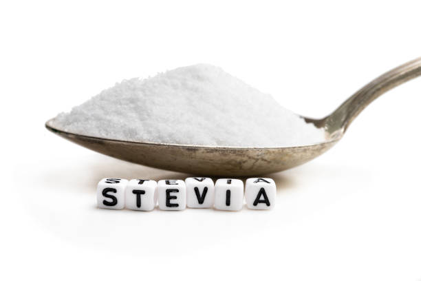 istock Spoon full of sugar substitute stevia. No sugar concept 1154152135