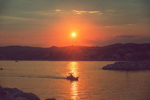 Beautiful sunset on the Greek island Thasos