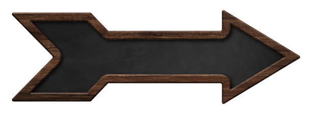istock Oblong blackboard with dark wooden frame and arrow shape 1154164749