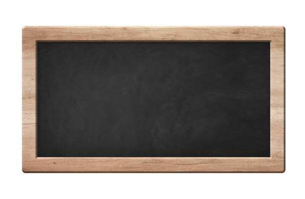 Empty old blackboard with bright wooden frame. Isolated on white background