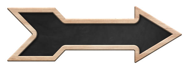 istock Oblong blackboard with bright wooden frame and arrow shape 1154164924