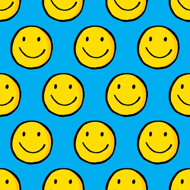 Vector illustration of Smiley Face Hand Drawn Pattern